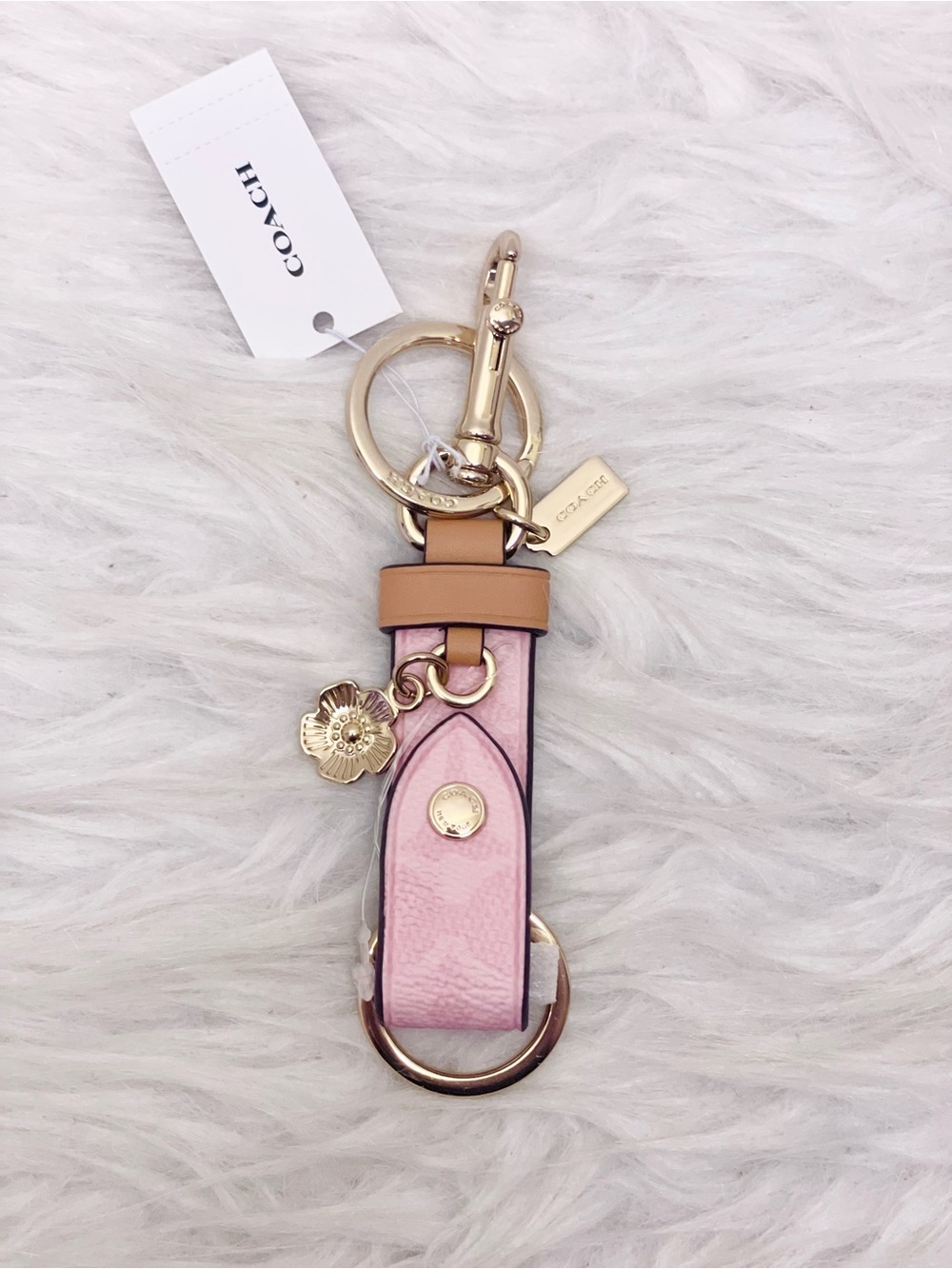 NWT Coach Trigger Snap Bag Charm In Signature Canvas With Heart Charm CEA24